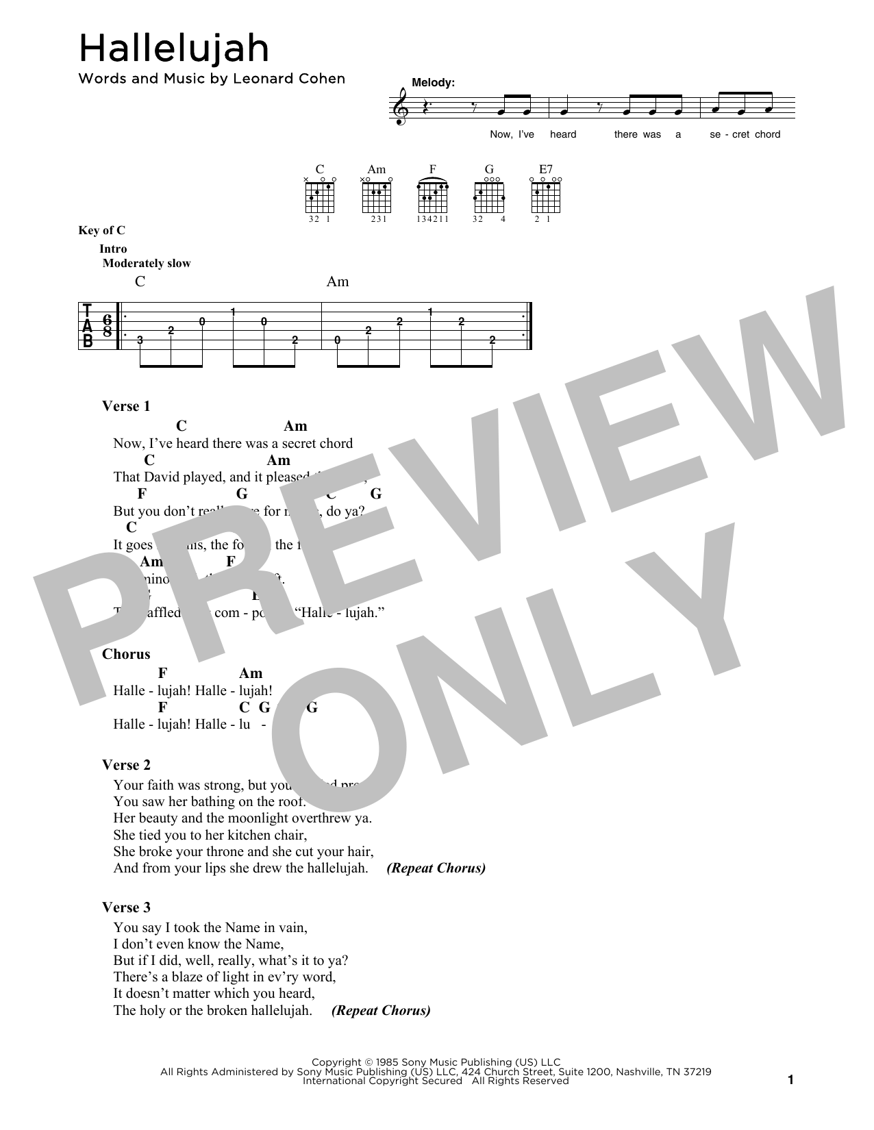 Produktgalerie: Seite 1 von 1 Hallelujah, Leonard Cohen, Gitarre