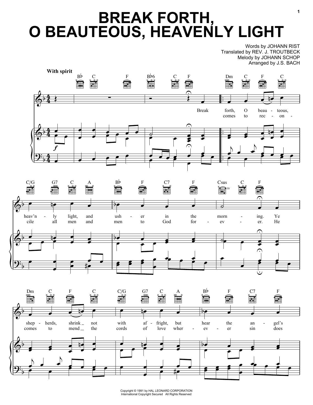 Produktgalerie: Seite 1 von 1 Break Forth, O Beauteous, Heavenly Light, Johann Sebastian Bach, Gesang, Gitarre, Klavier