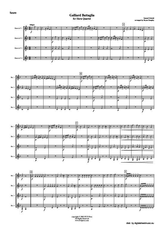Produktbild zu: Galliard Battaglia Samuel Scheidt (arr. Doughty)