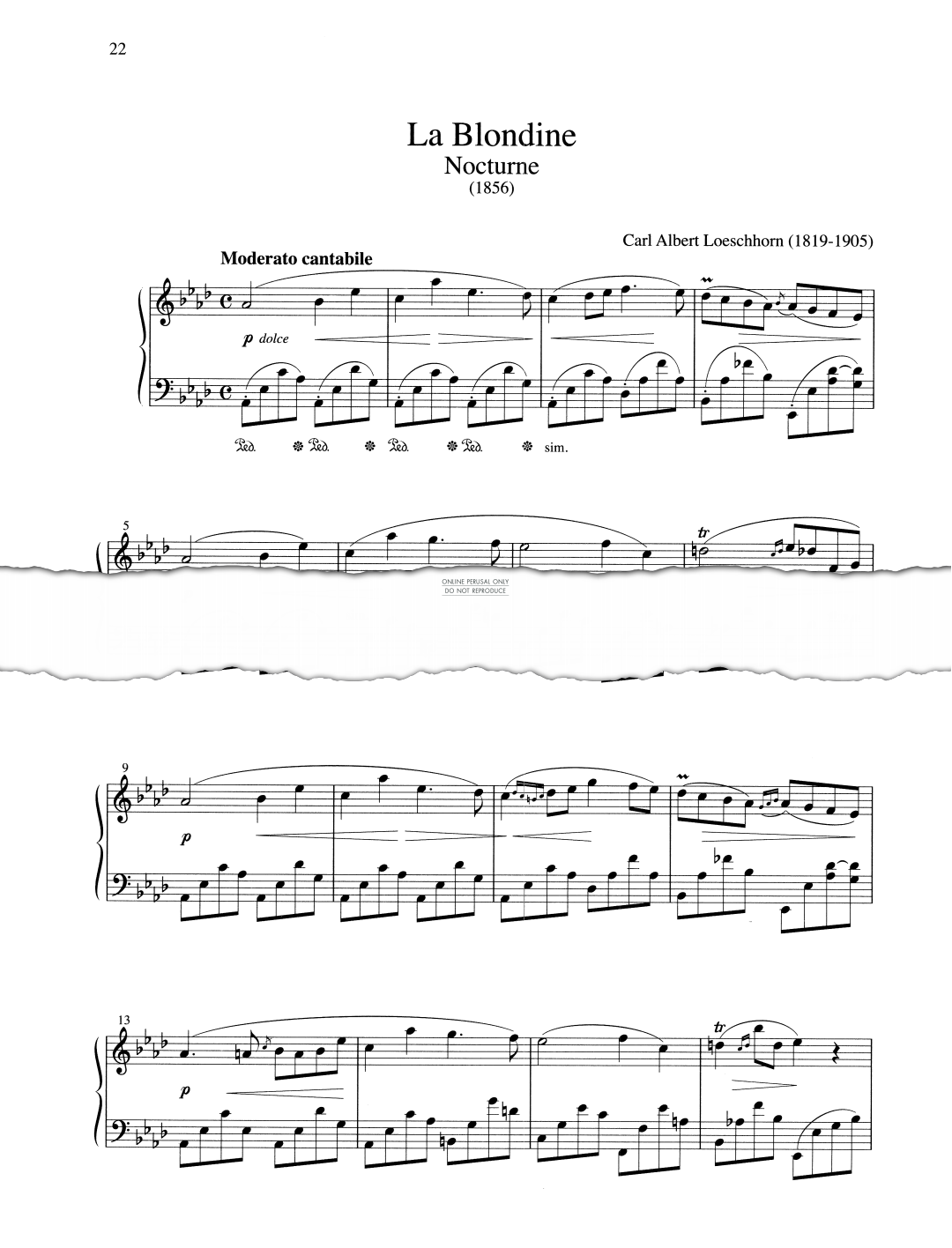 Produktgalerie: Seite 1 von 1 La Blondine 'Nocturne', Albert Loeschhorn, Klavier