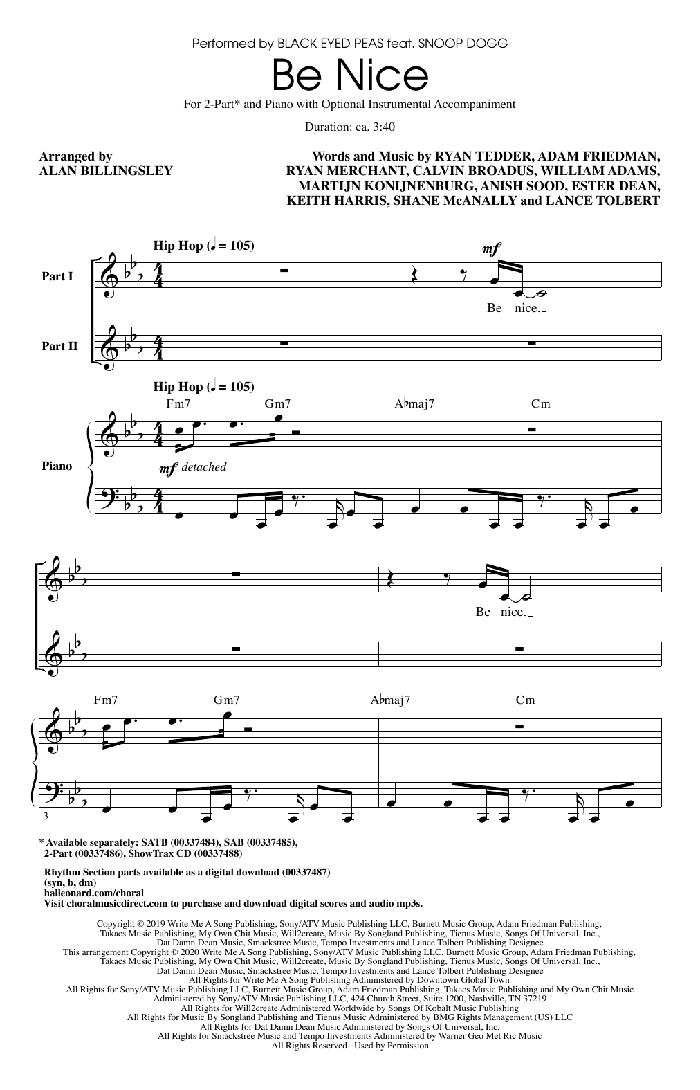 Produktbild zu: Be Nice (feat. Snoop Dogg) (arr. Alan Billingsley)