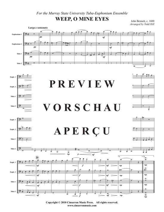 Product gallery: Page 2 of 8 Weep, O Mine Eyes , , (Tuba Quartet: 2x Baritone, 2xTuba)