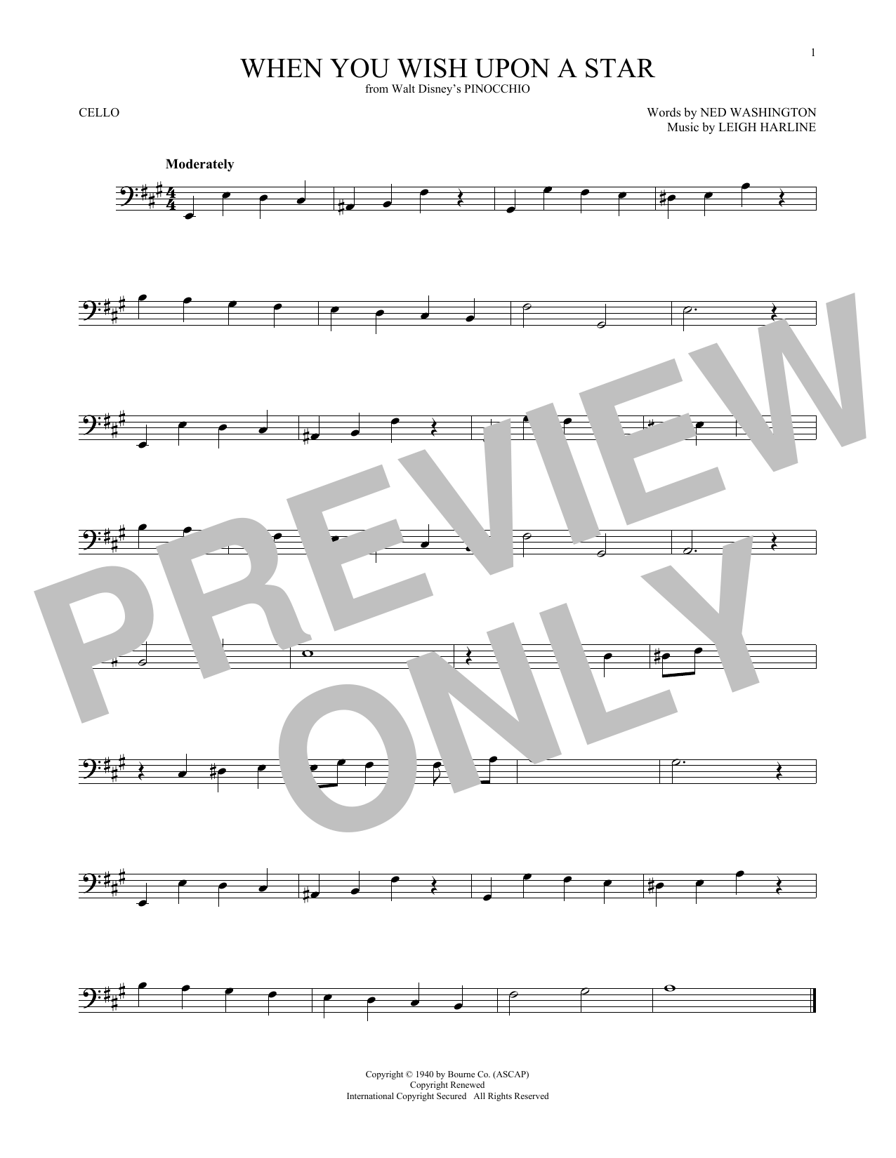 Produktgalerie: Seite 1 von 1 When You Wish Upon A Star (from Pinocchio), Cliff Edwards, Violoncello