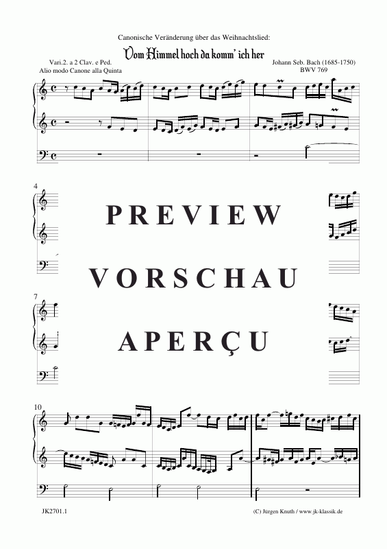 Product gallery: Page 4 of 5 Vom Himmel hoch da komm´ ich her BWV 769 Variation 2. , , (Orgel Solo)