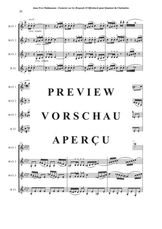 Product gallery: Page 21 of 21 Fantaisie sur les Brigands (d´Offenbach) , ,  (Clarinet quartet for 3x clarinet in Bb + bass clarinet)