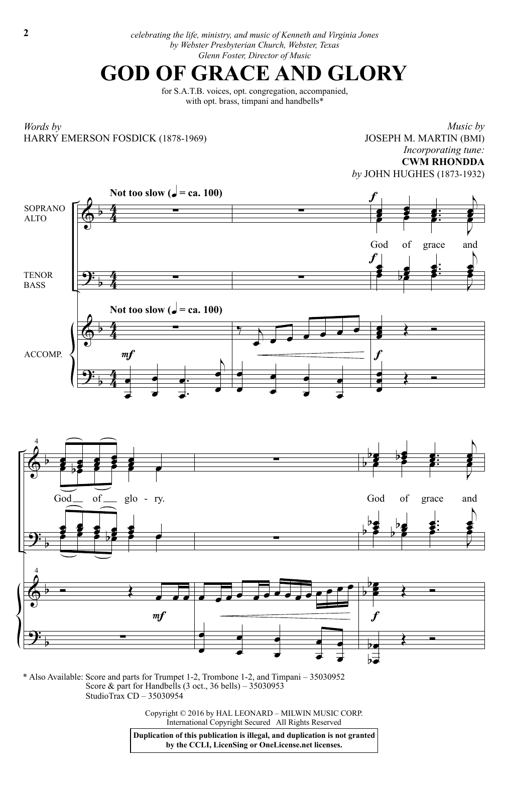 Produktbild zu: God Of Grace And Glory