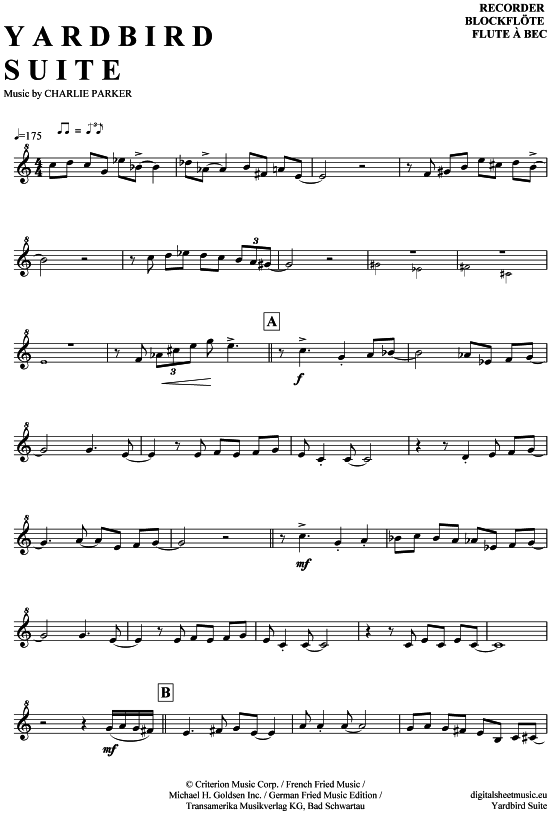 Product gallery: Page 1 of 5 Yardbird Suite - mit Solos , Parker, Charlie, (recorder)