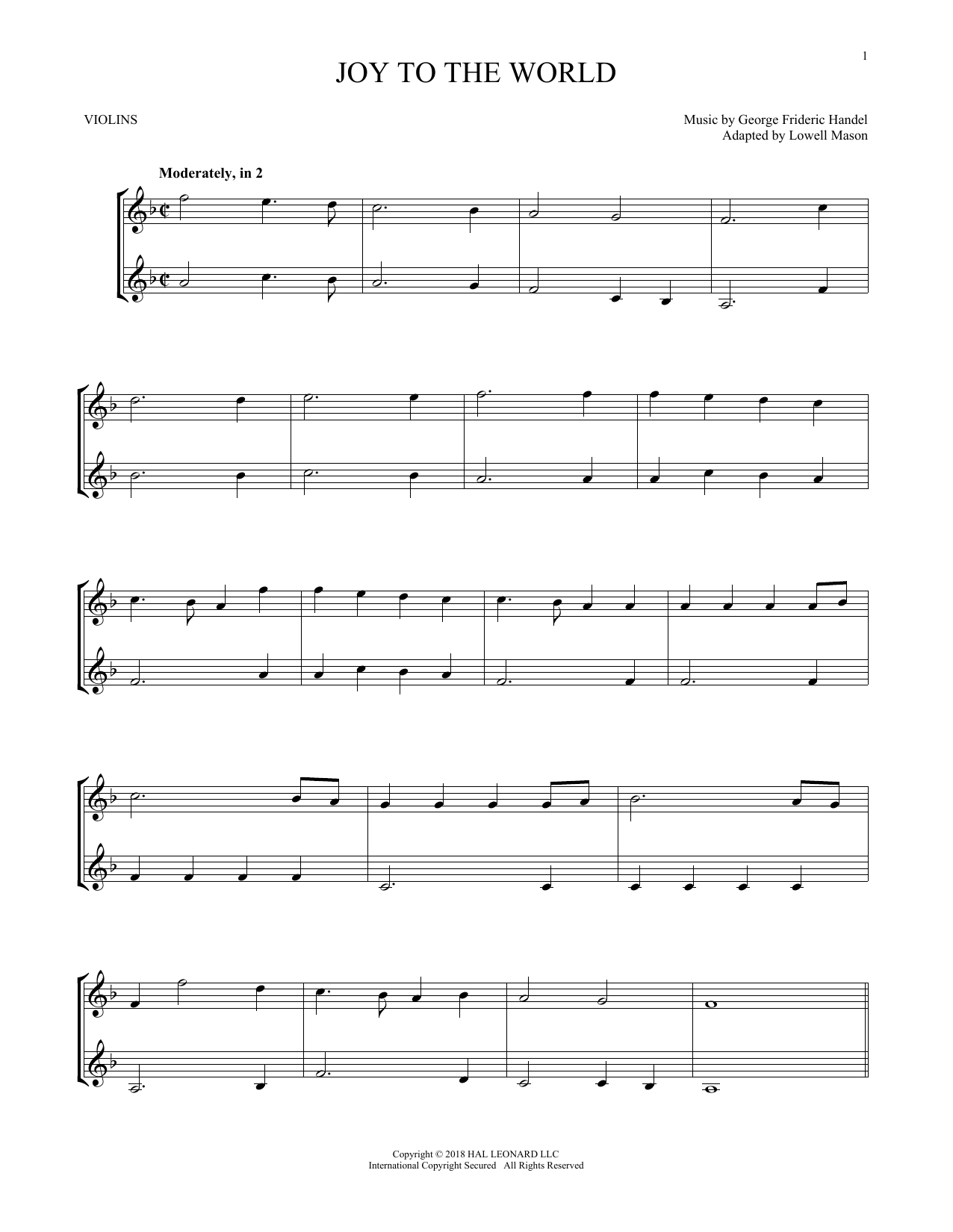 Product gallery: Page 1 of 1 Joy To The World, George Frideric Handel