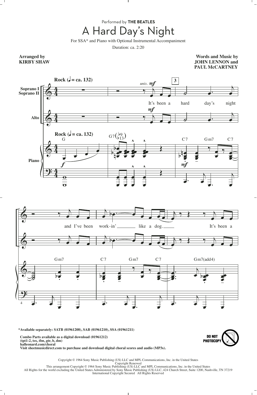 Produktgalerie: Seite 1 von 1 A Hard Day's Night (arr. Kirby Shaw), The Beatles, Chor