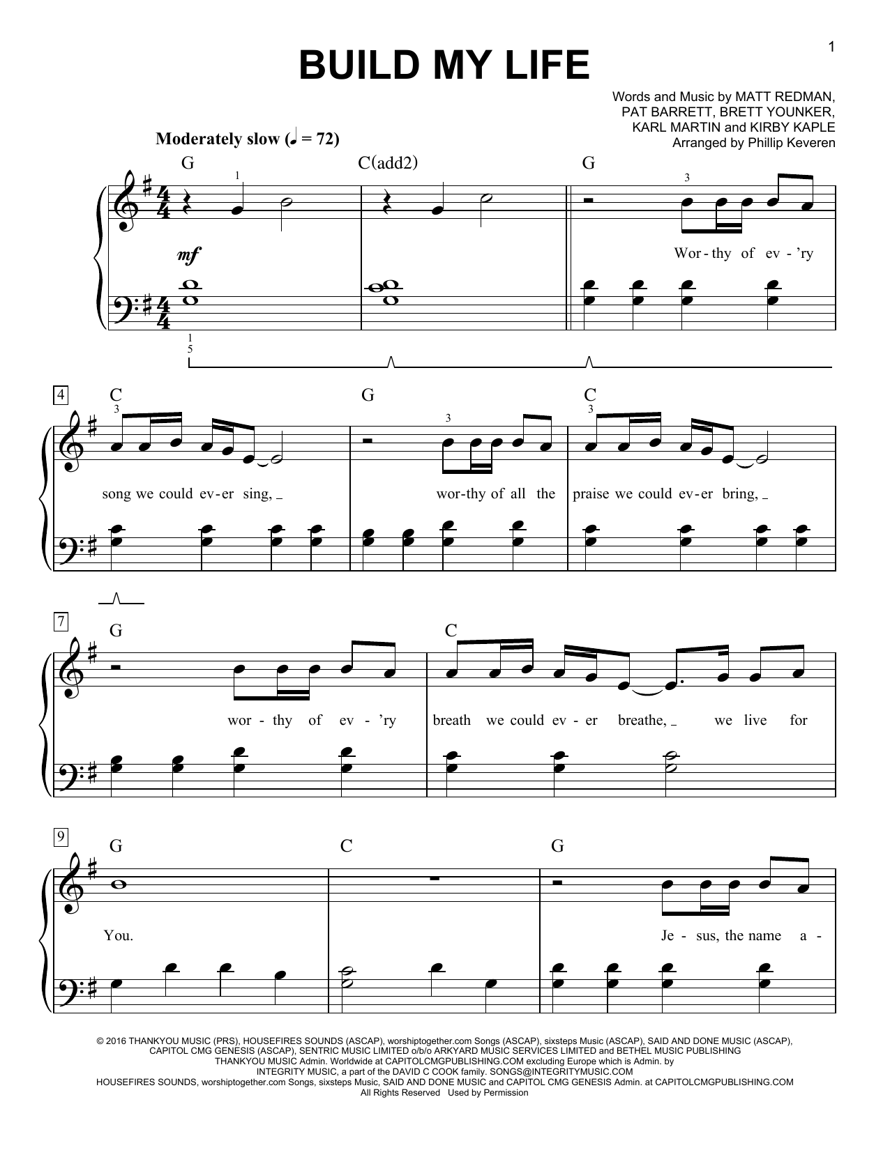 Produktgalerie: Seite 1 von 1 Build My Life (arr. Phillip Keveren), Housefires, Klavier
