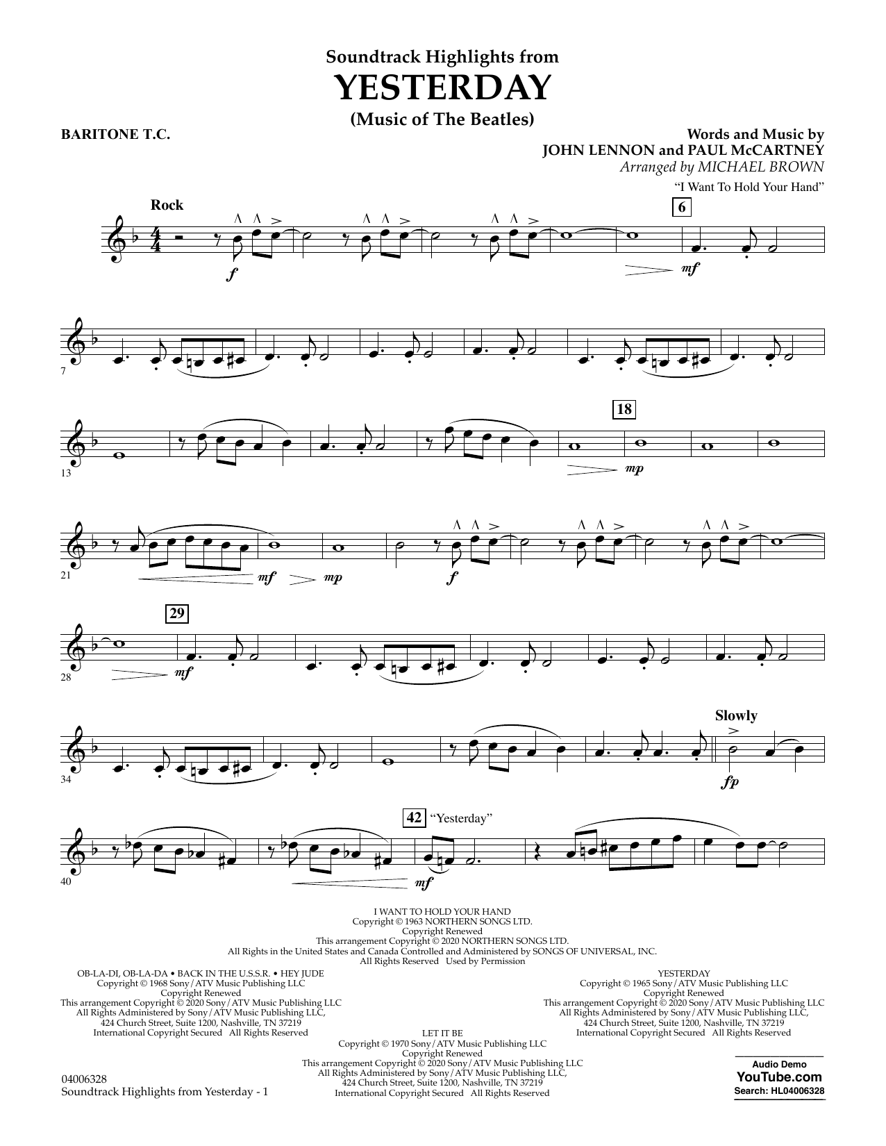 Produktgalerie: Seite 1 von 1 Highlights from Yesterday (Music Of The Beatles) (arr. Michael Brown) - Baritone T.C., The Beatles, Ensemble