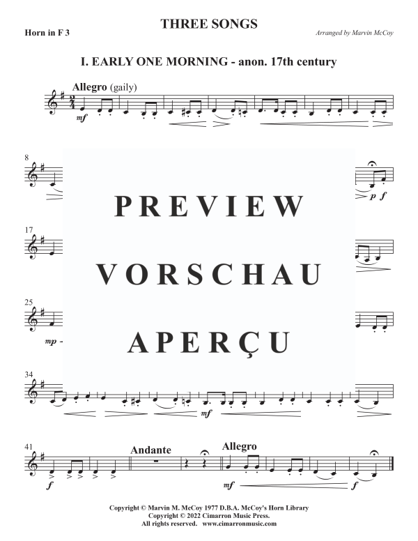 Product gallery: Page 11 of 11 Three Songs, , Horn Quartet