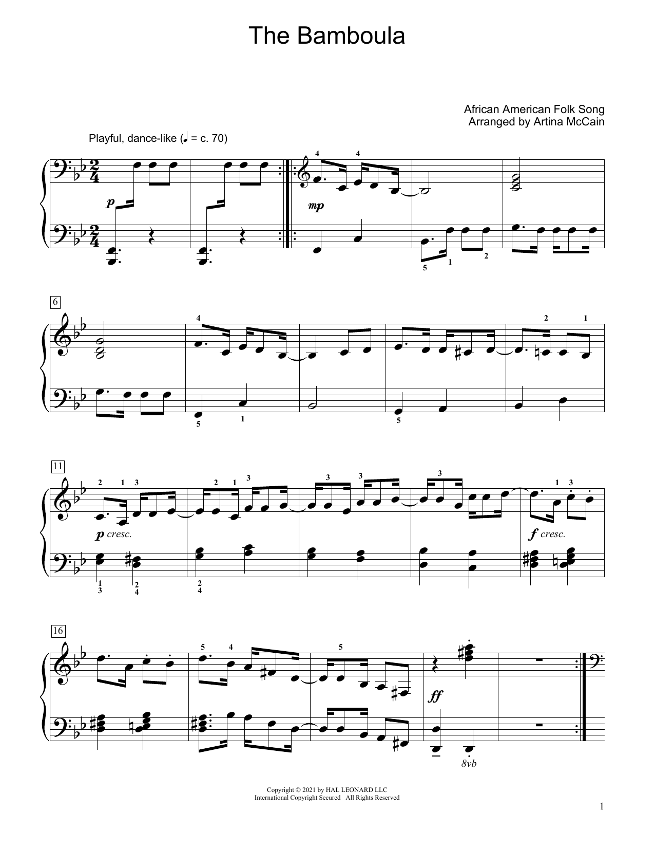 Produktbild zu: The Bamboula (arr. Artina McCain)