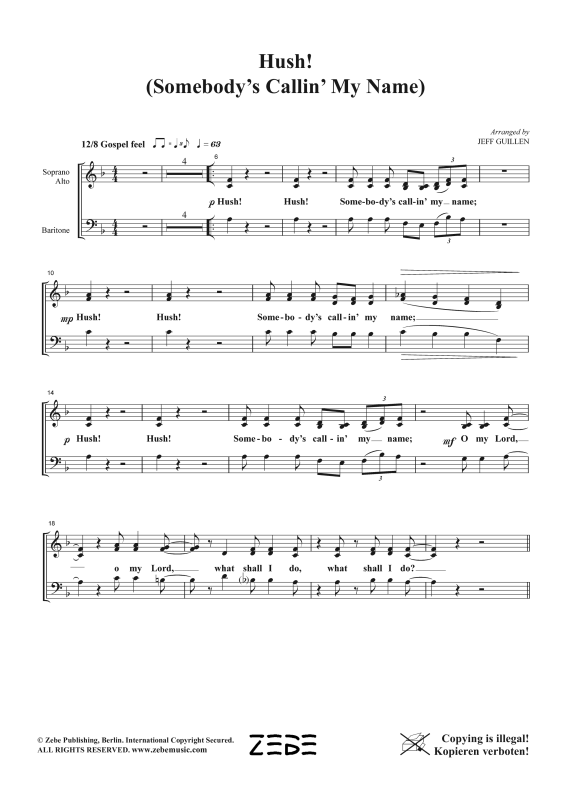 Produktgalerie: Seite 1 von 8 Hush!, , Gemischter Chor SAB, Solo und Klavier