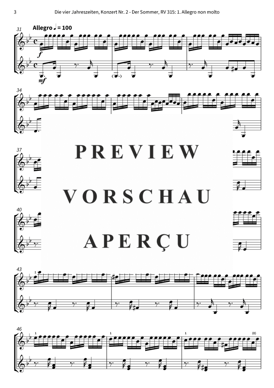 Produktgalerie: Seite 5 von 10 Die vier Jahreszeiten, Konzert Nr. 2 - Der Sommer - 1. Allegro non molto, The Twiolins, (Duett 2x Violine)