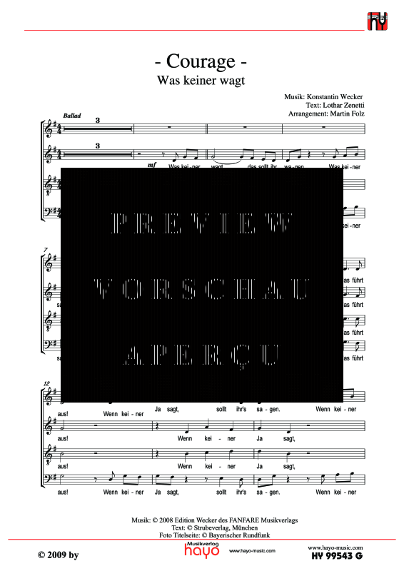 Product gallery: Page 3 of 5 Was keiner wagt - Courage, , (mixed choir)