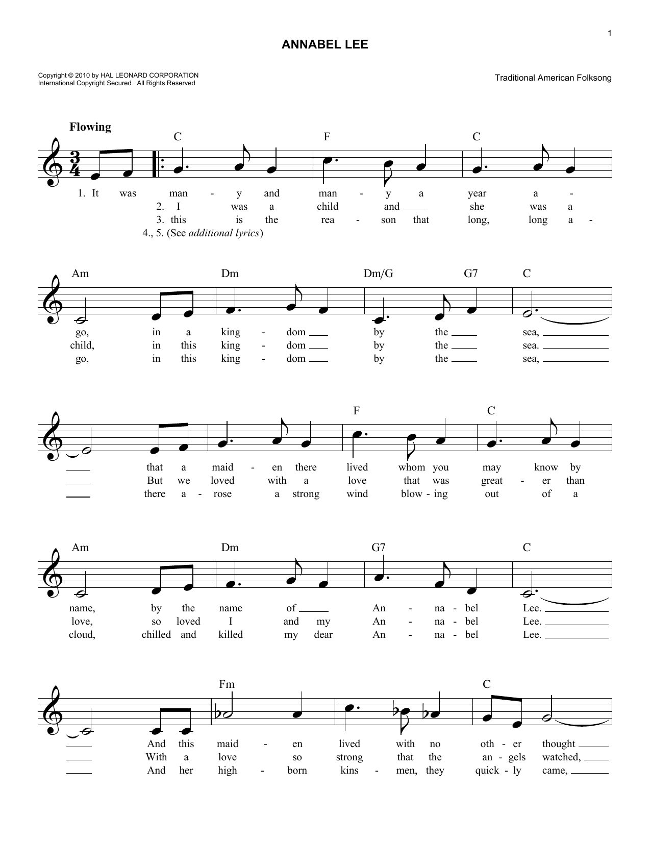 Produktgalerie: Seite 1 von 1 Annabel Lee, Folk Song