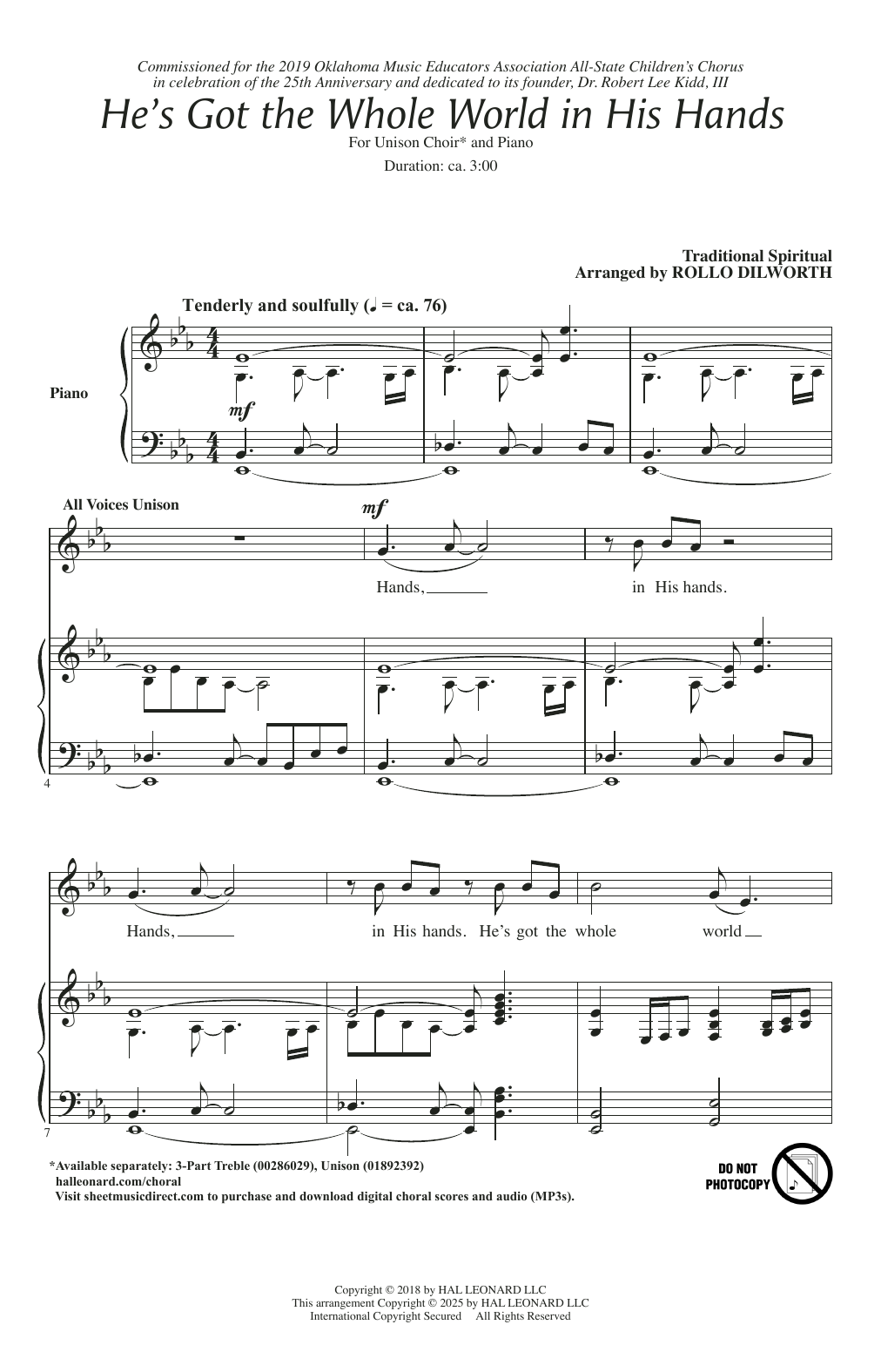 Produktgalerie: Seite 1 von 1 He's Got The Whole World In His Hands (arr. Rollo Dilworth), Traditional Spiritual, Chor