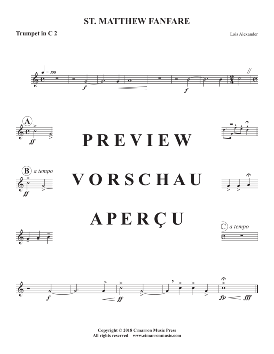 Produktgalerie: Seite 6 von 9 St. Matthew Fanfare , , (Blechbläser Quartett 2x Trompete in C/Bb + 2x Posaune)
