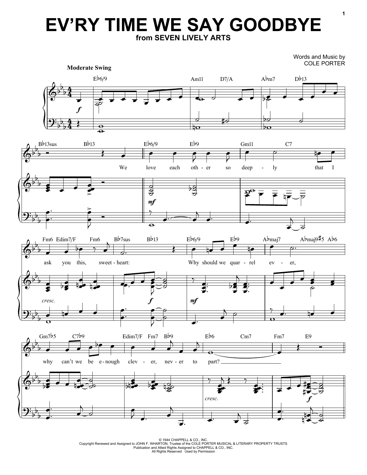 Produktbild zu: Ev'ry Time We Say Goodbye [Jazz version] (from Seven Lively Arts) (arr. Brent Edstrom)