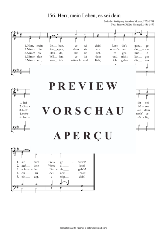 Produktbild zu: Herr, mein Leben, es sei dein  Wolfgang Amadeus Mozart, 1756-1791 / Frances Ridley Havergal, 1836-1879 