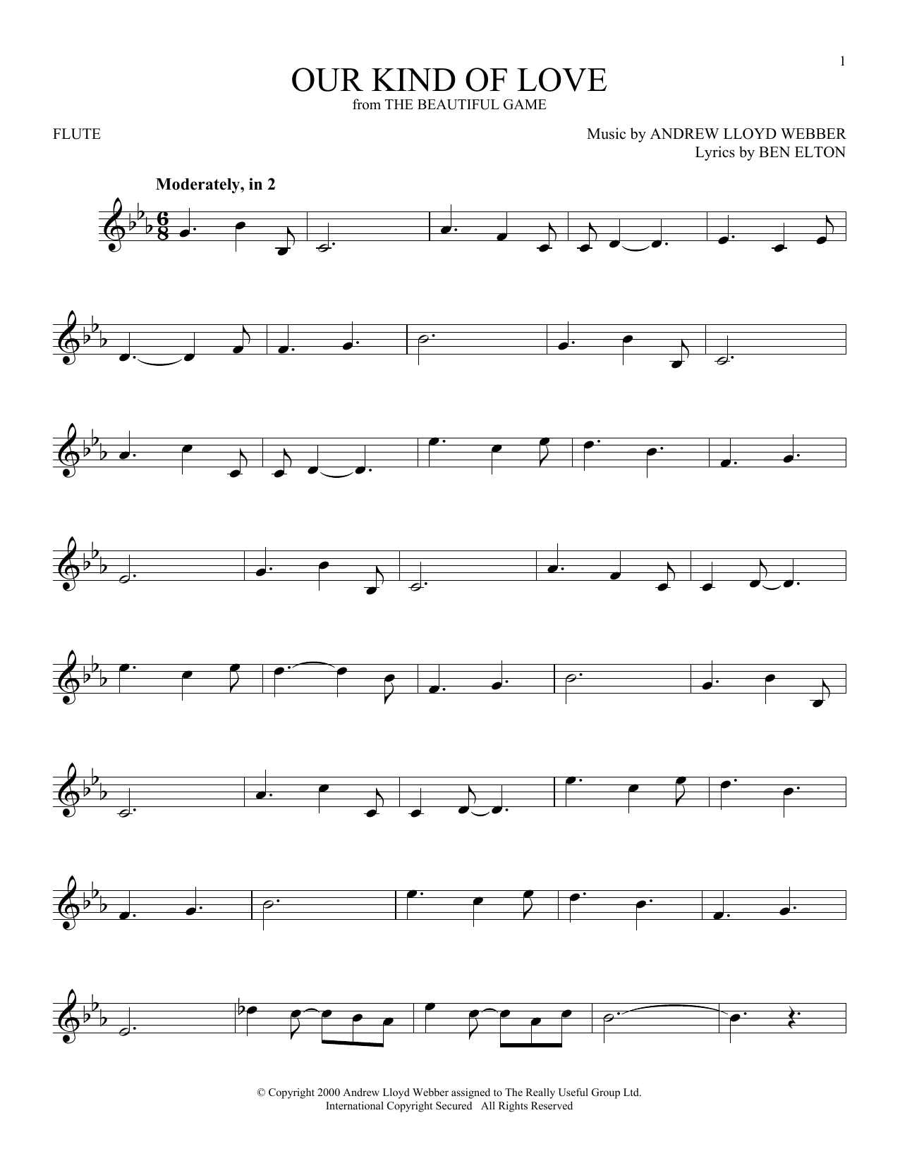 Product gallery: Page 1 of 1 Our Kind Of Love (from The Beautiful Game), Andrew Lloyd Webber