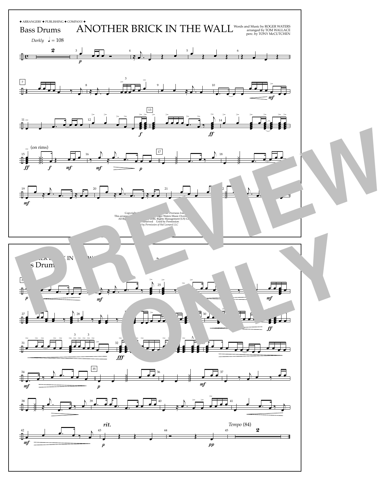 Produktbild zu: Another Brick in the Wall - Bass Drums