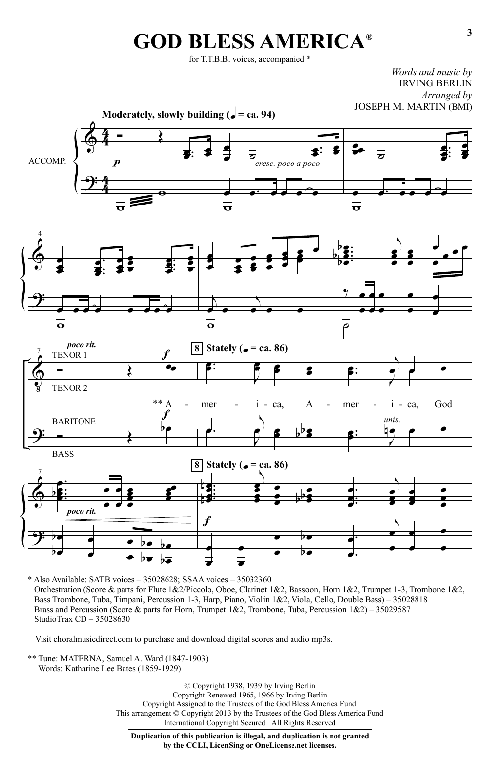 Produktbild zu: God Bless America (arr. Joseph M. Martin)