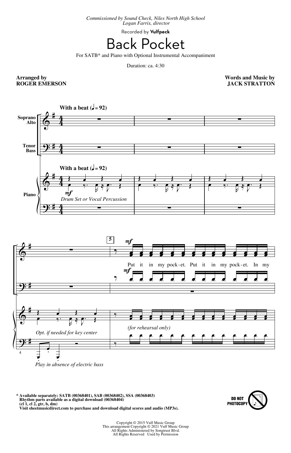 Product picture to: Back Pocket (arr. Roger Emerson)