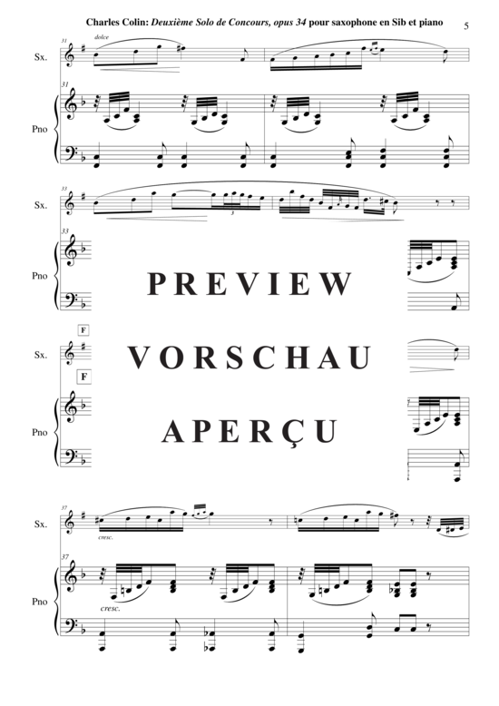 Product gallery: Page 6 of 17 Solo de Concours no. 2, Opus 34 , , (soprano/tenor saxophone + piano)