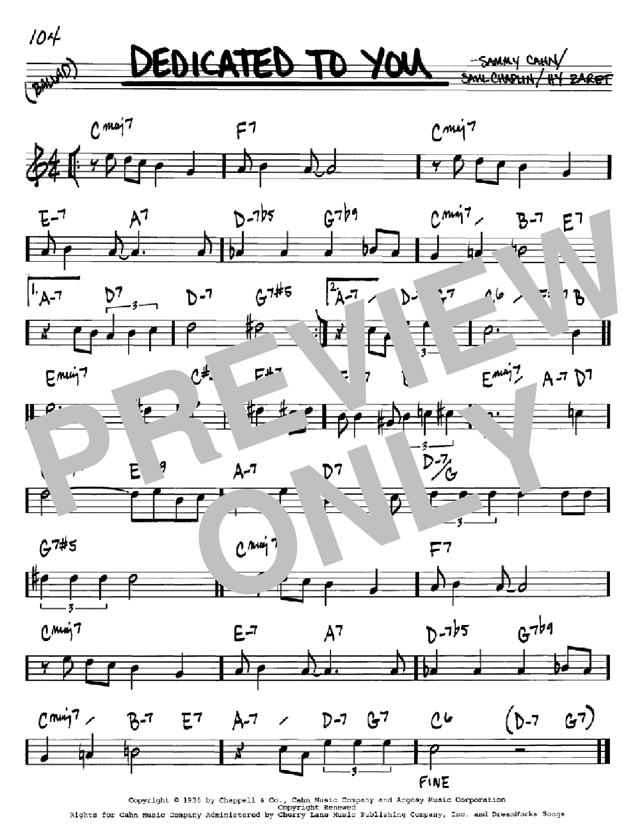 Produktbild zu:  Dedicated To You - Sammy Cahn