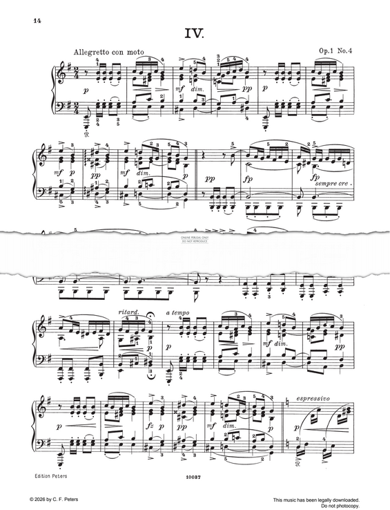 Produktgalerie: Seite 1 von 1 Vier Stüke, Allegretto con moto, Edvard Grieg, Klavier