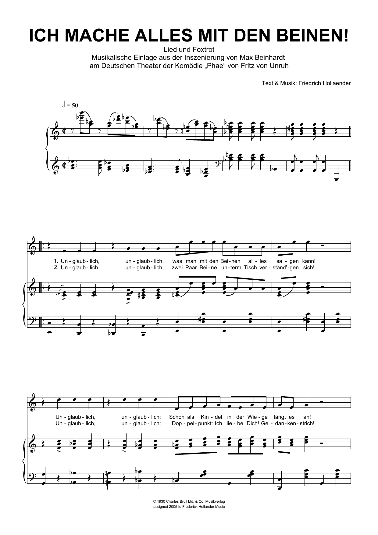 Produktgalerie: Seite 1 von 1 Ich Mache Alles Mit Den Beinen!, Friedrich Hollaender, Gesang, Klavier