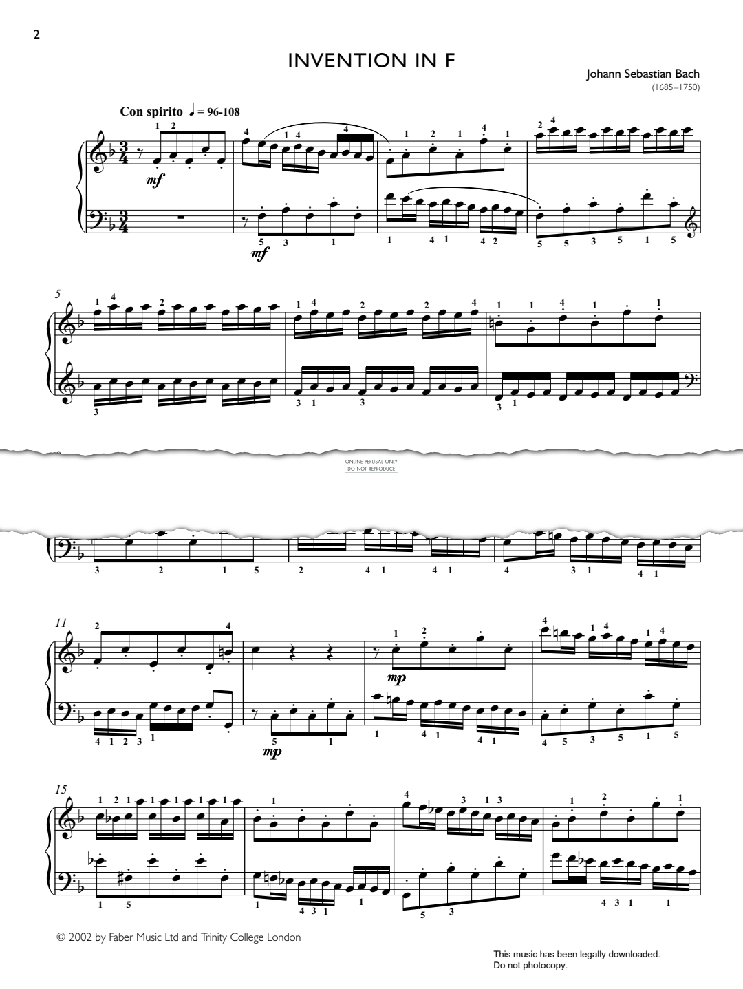 Produktgalerie: Seite 1 von 1 Invention in F Major, Johann Sebastian Bach, Klavier