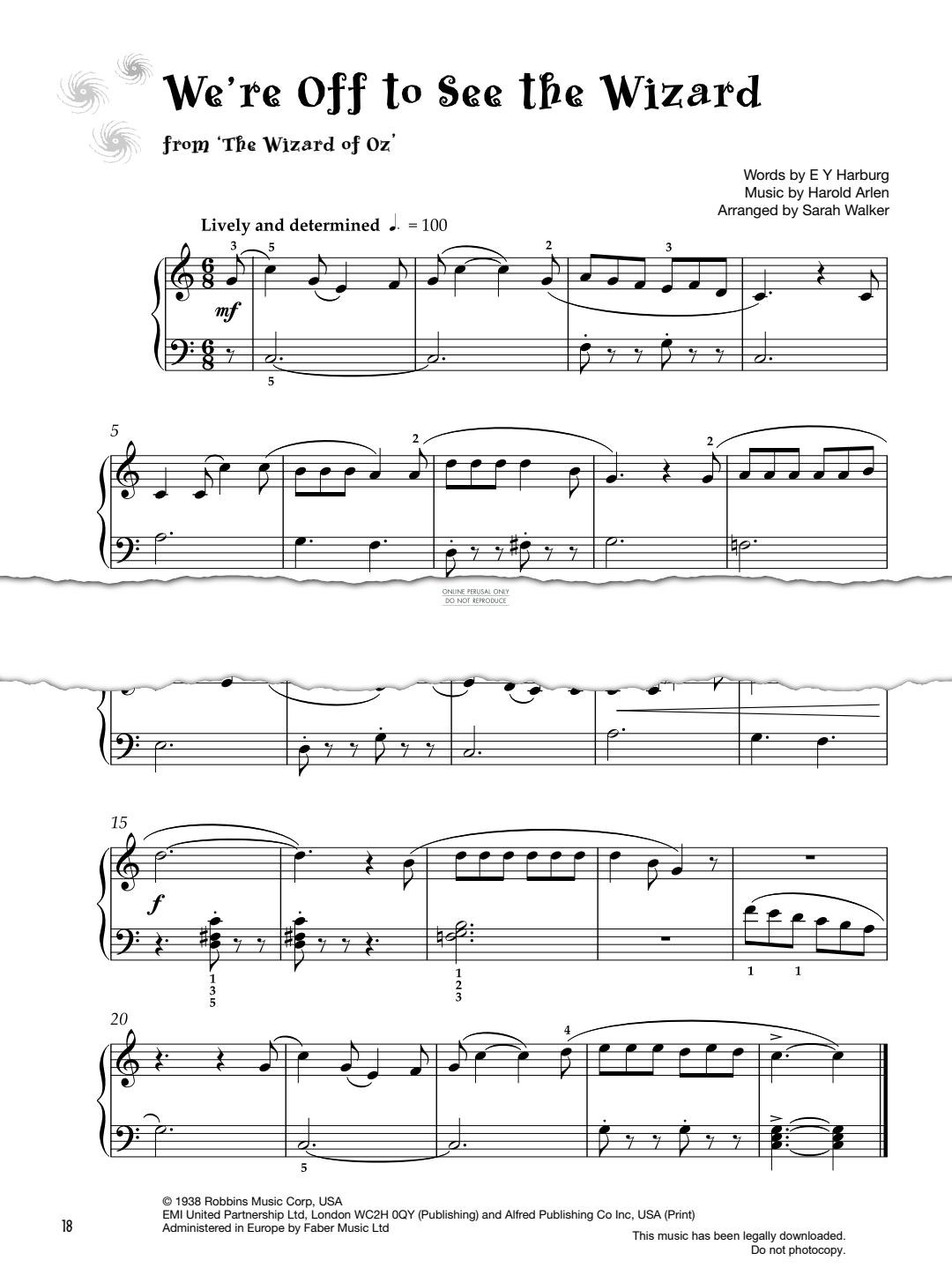 Product gallery: Page 1 of 1 We're Off To See The Wizard (from "The Wizard Of Oz"), Harold Arlen