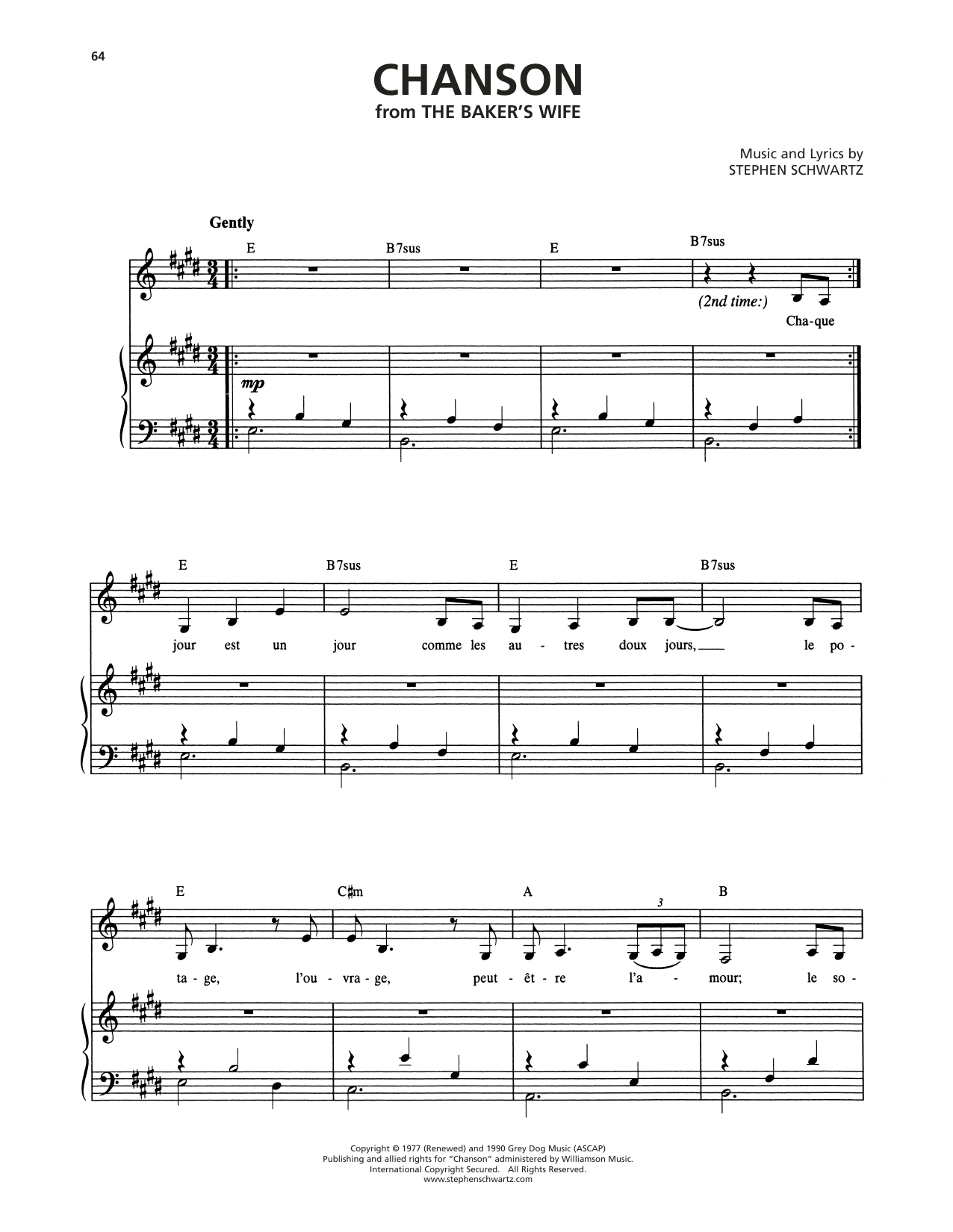 Produktbild zu: Chanson (from The Baker's Wife)