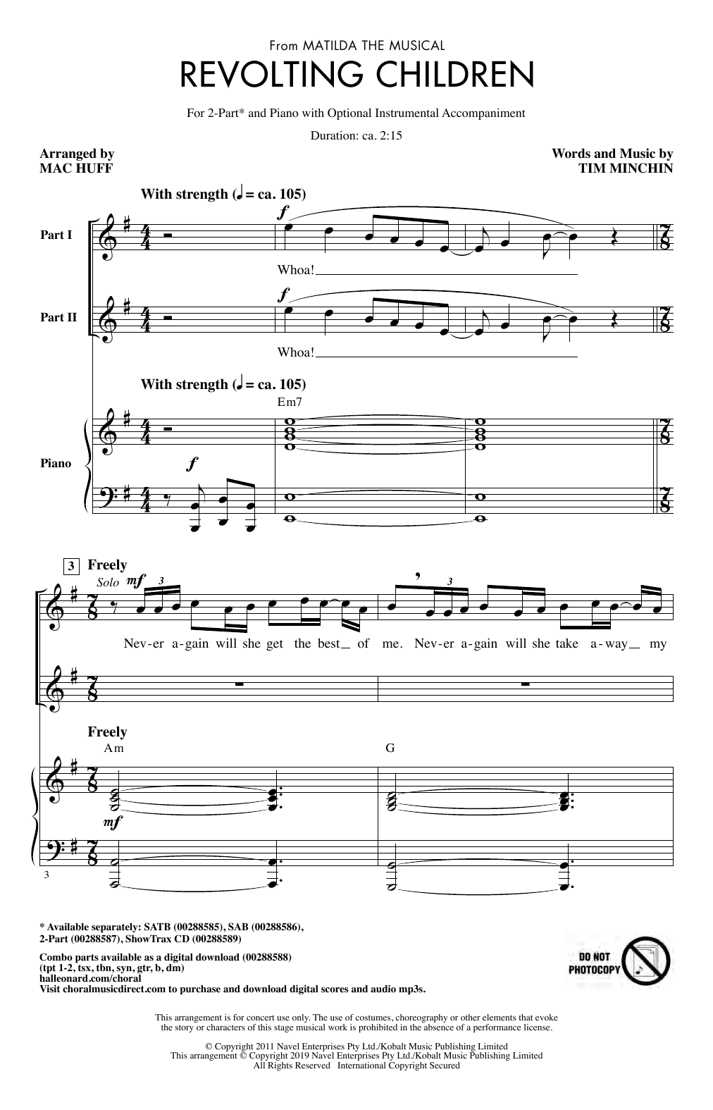 Produktbild zu: Revolting Children (from Matilda: The Musical) (arr. Mac Huff)