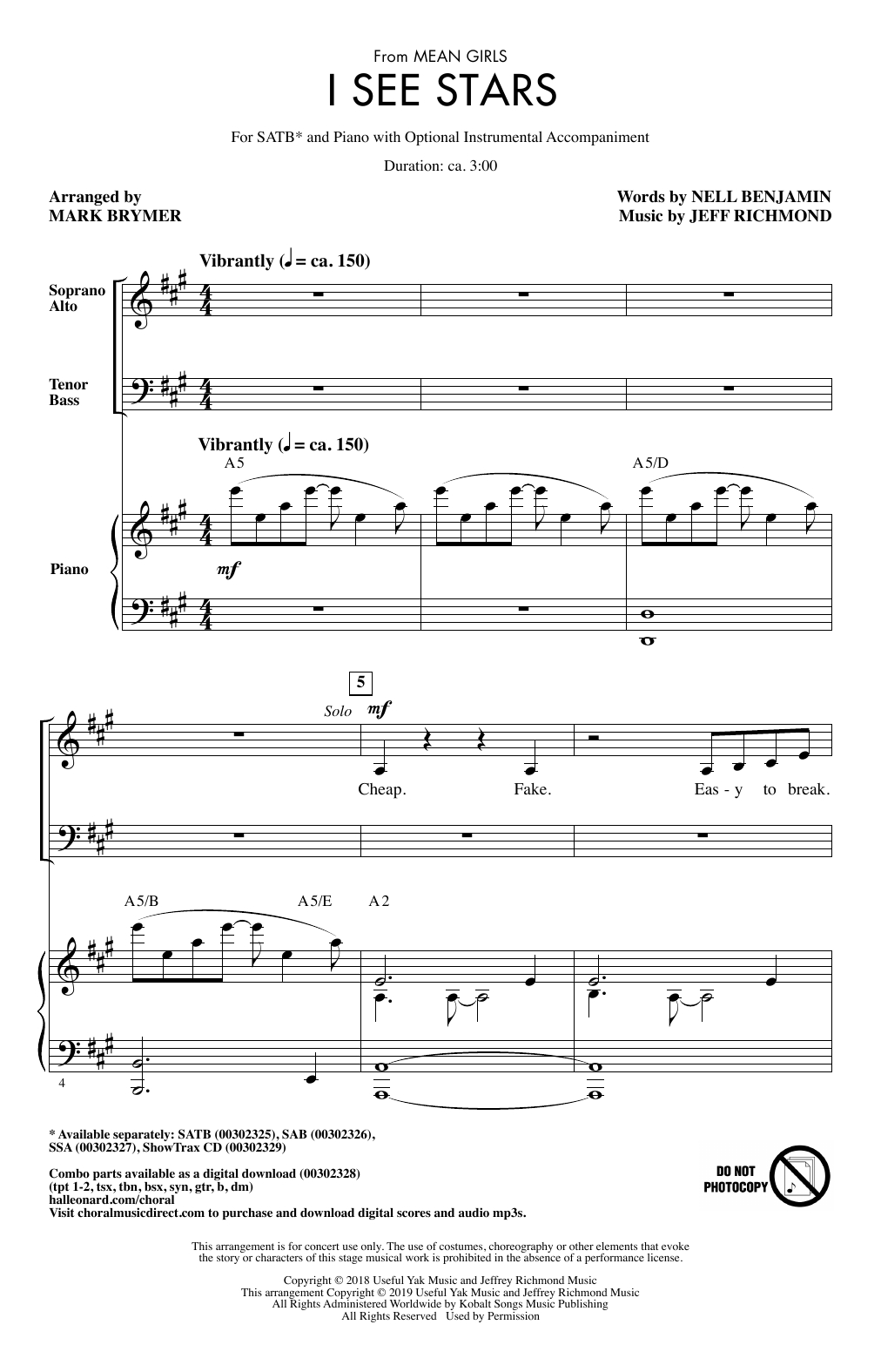 Produktbild zu: I See Stars (from Mean Girls: The Broadway Musical) (arr. Mark Brymer)