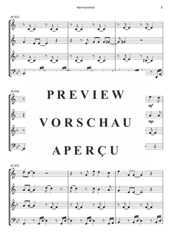 Produktgalerie: Seite 10 von 11 Ham kummst - Vierstimmige Blechbläser-Bearbeitung, Speer, Seiler und, Blechbläser Quartett