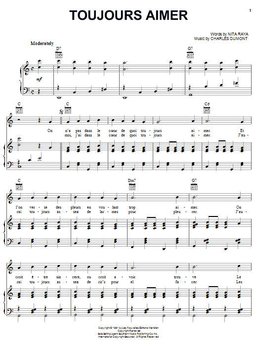 Produktgalerie: Seite 1 von 1 Toujours Aimer, Edith Piaf, Gesang, Gitarre, Klavier