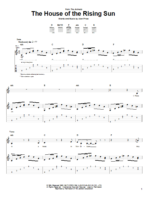 Produktgalerie: Seite 1 von 1 The House Of The Rising Sun, The Animals, Gitarre