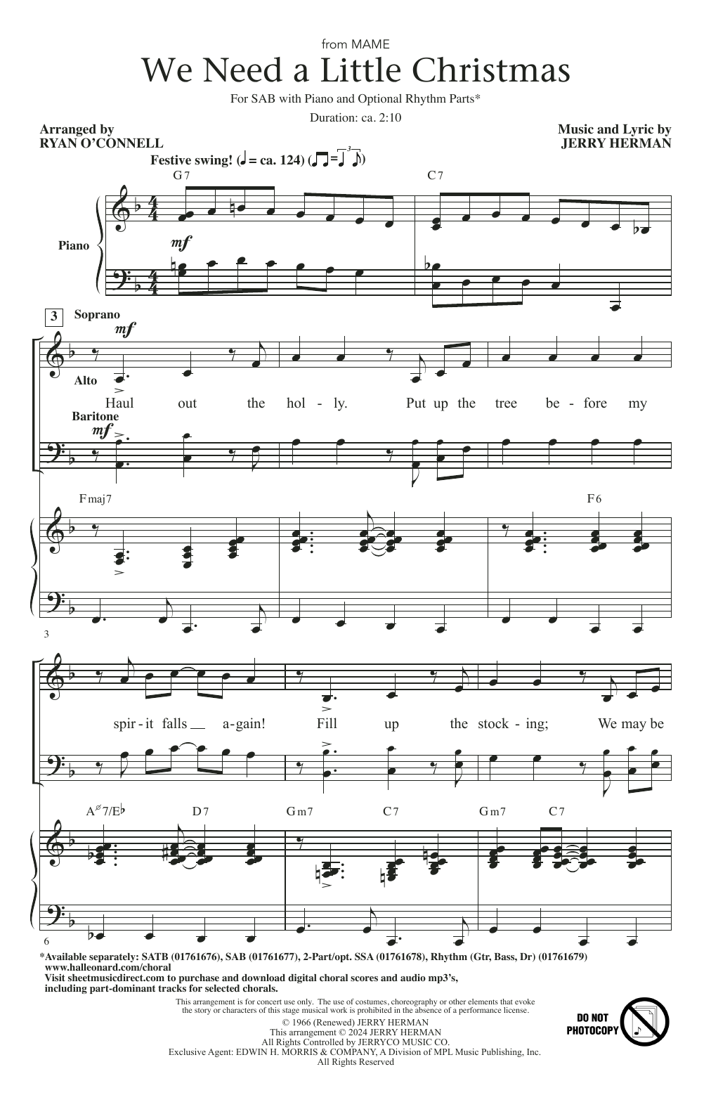 Produktbild zu: We Need A Little Christmas (from Mame) (arr. Ryan O'Connell)