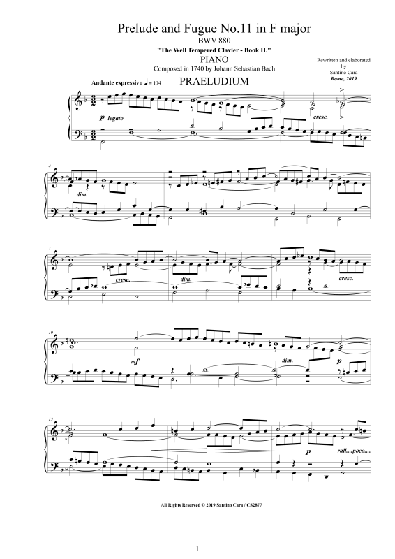 Product picture to: Prelude and Fugue No. 11 in F major BWV 880Johann Sebastian Bach