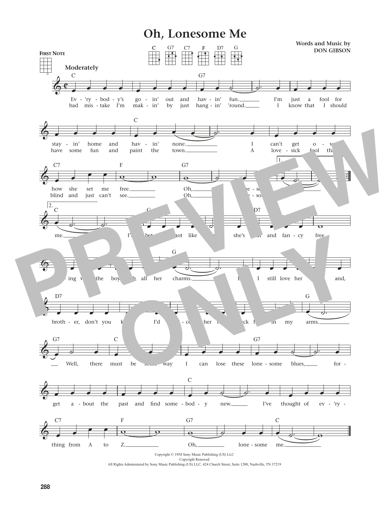 Produktgalerie: Seite 1 von 1 Oh, Lonesome Me (from The Daily Ukulele) (arr. Jim Beloff), Don Gibson, Ukulele