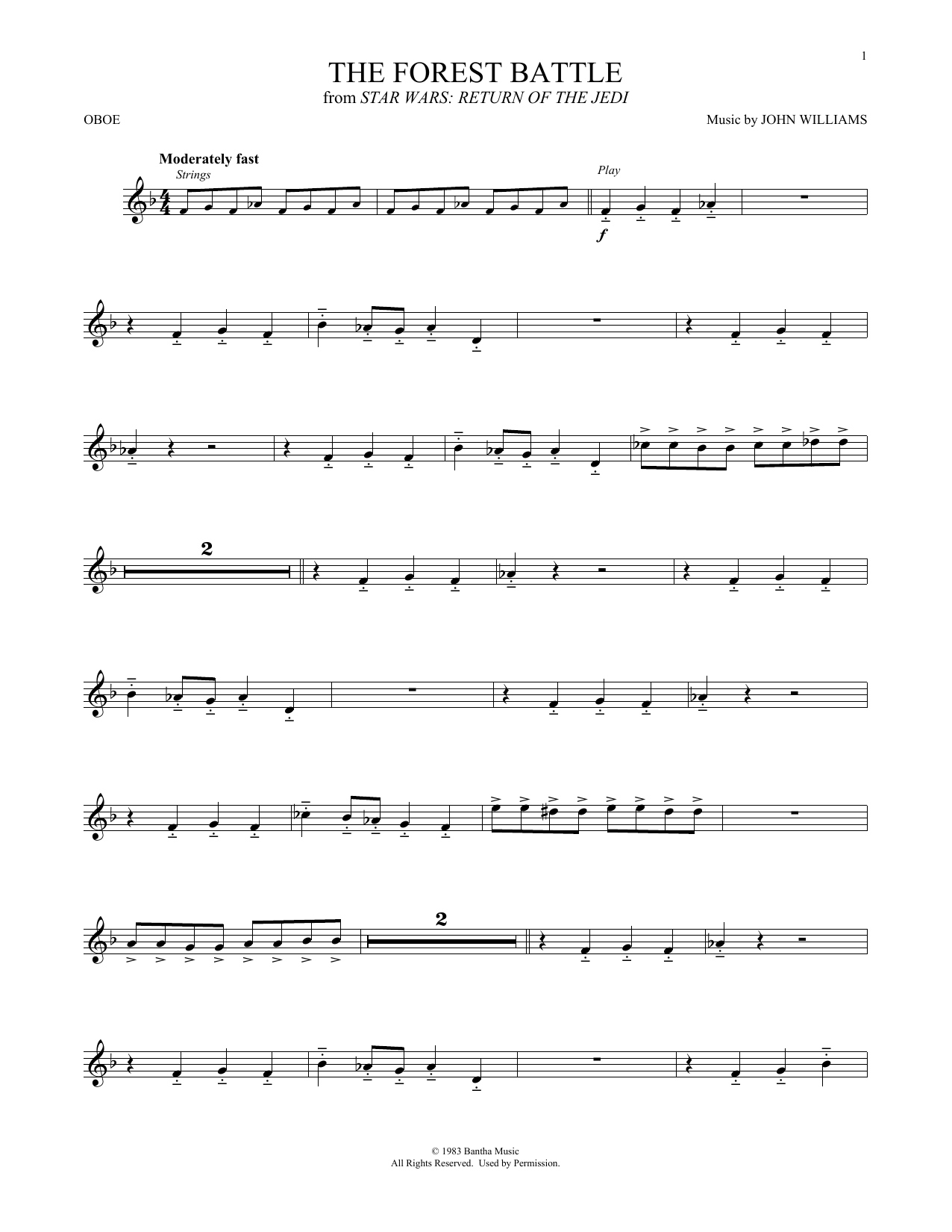 Produktgalerie: Seite 1 von 1 The Forest Battle (from Star Wars: Return Of The Jedi), John Williams, Oboe
