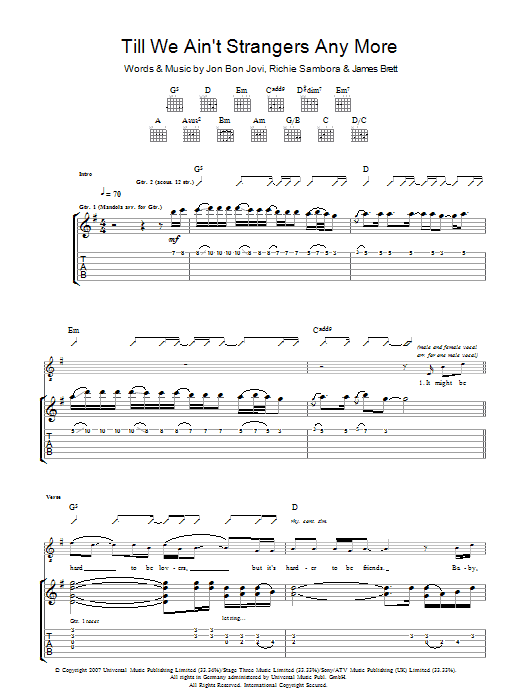 Produktgalerie: Seite 1 von 1 Till We Ain't Strangers Anymore, Bon Jovi, Gitarre