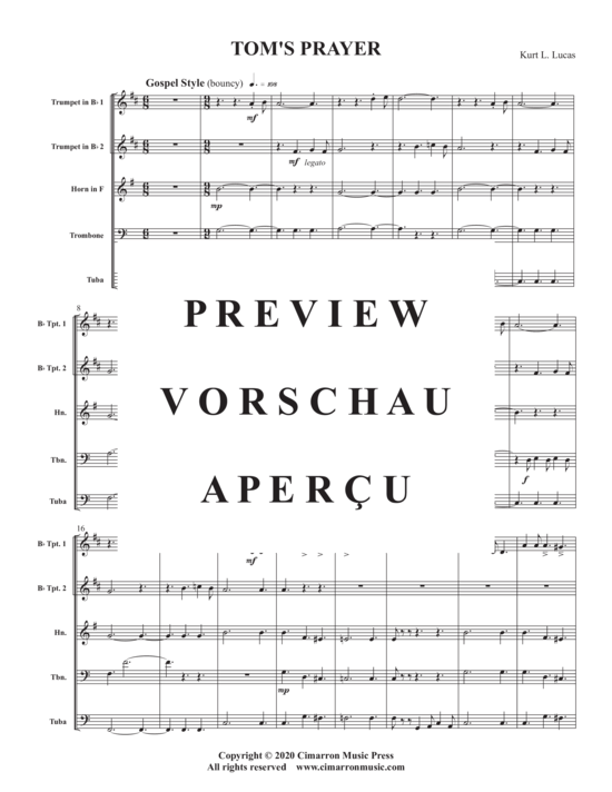 Produktgalerie: Seite 3 von 17 Tom´s Prayer , , (Blechbläser Quintett)
