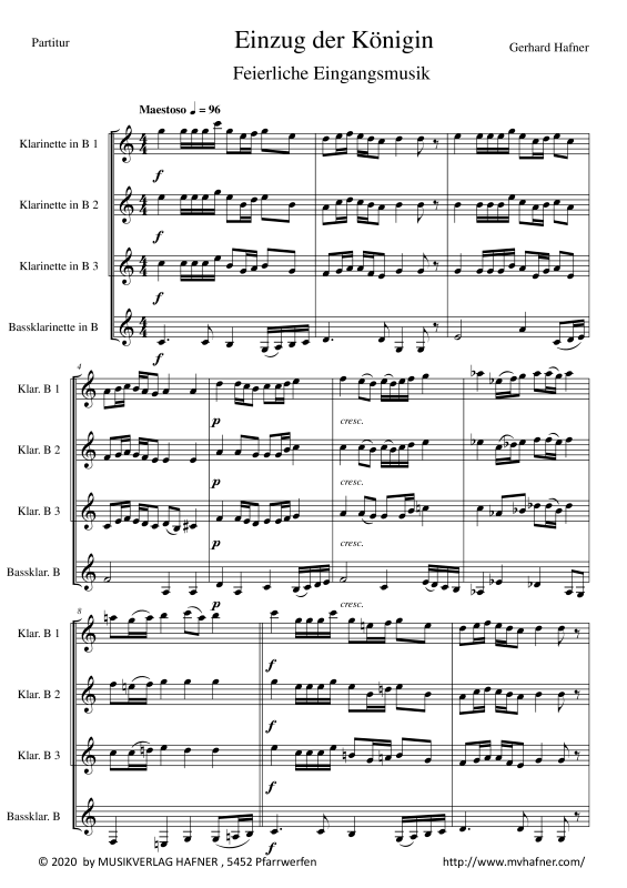 Product gallery: Page 1 of 11 Einzug der Königin, , (Clarinet Quartet)