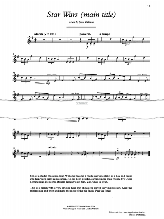 Product gallery: Page 1 of 1 Star Wars (Main Theme), John Williams