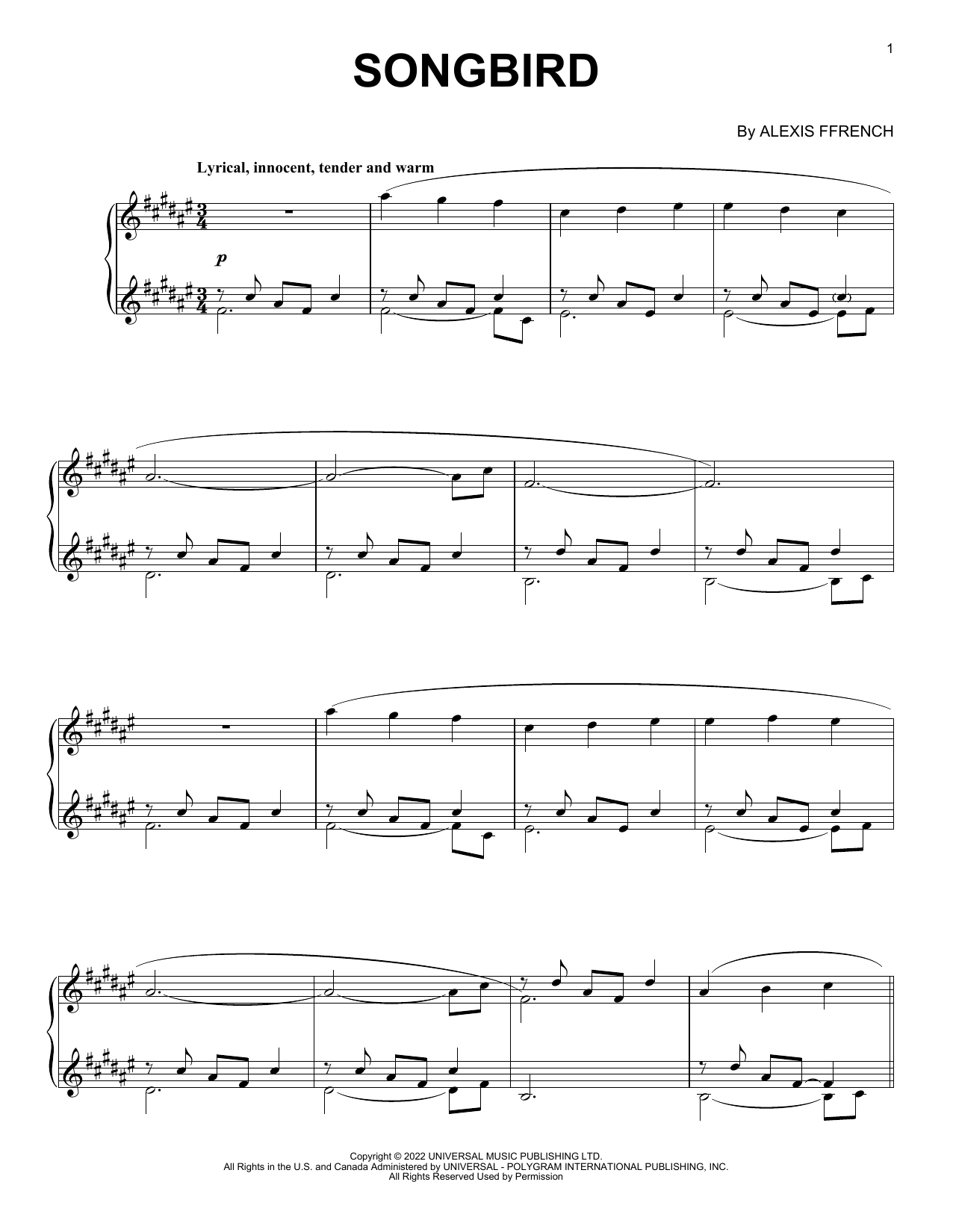 Produktgalerie: Seite 1 von 1 Songbird, Alexis Ffrench, Klavier